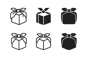 Furoshiki Logo Variations. Gift wrapping. Set Logo of Gift wrapping: Reusable fabric wrap (furoshiki) knot. harmonious logo variations of the same emblematic