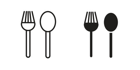 Fork and Knife icon in Line and Silhouette Icon Set. Isolated Vector Illustration.
