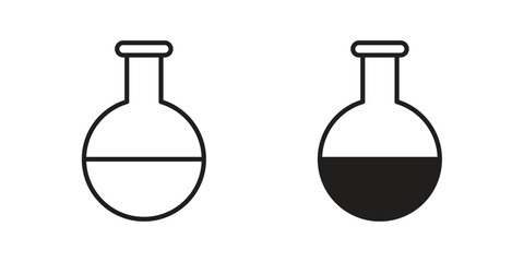 Flask icon in Line and Silhouette Icon Set. Isolated Vector Illustration.