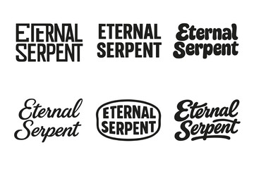 Fototapeta premium Eternal Serpent Variations. Eternal Serpent. Set lettering. harmonious lettering variations of the same emblematic concept (Abstract geometric letterforms,