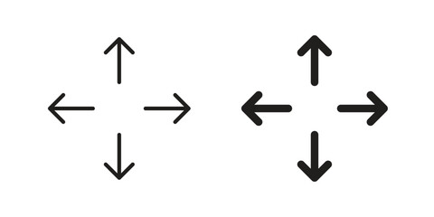 Expand icon in Line and Silhouette Icon Set. Isolated Vector Illustration.