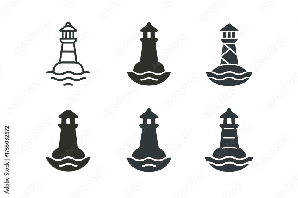 Wall mural buoy logo variations. buoy floating. set logo of buoy floating: lighthouse. harmonious logo variatio