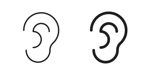 Ear icon in Line and Silhouette Icon Set. Isolated Vector Illustration.