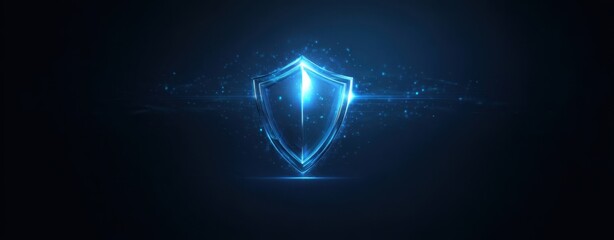 The Shield Symbolizing Digital Security and Futuristic Cyber Protection with Glowing Blue Light