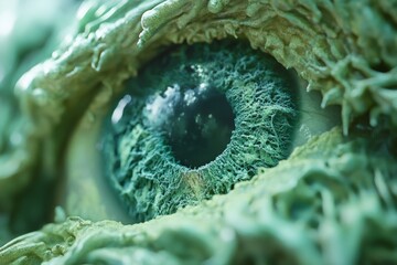 close up of a green eye