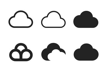 Cloud Logo Variations. Clouds. Set Logo of Clouds: stylized cloud icon. harmonious logo variations of the same emblematic concept, each with different artistic