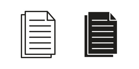 Document icon in Line and Silhouette Icon Set. Isolated Vector Illustration.
