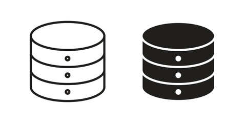 Database icon in Line and Silhouette Icon Set. Isolated Vector Illustration.