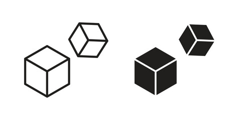 Cube icon in Line and Silhouette Icon Set. Isolated Vector Illustration.