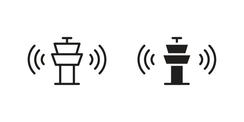 Control Tower icon in Line and Silhouette Icon Set. Isolated Vector Illustration.