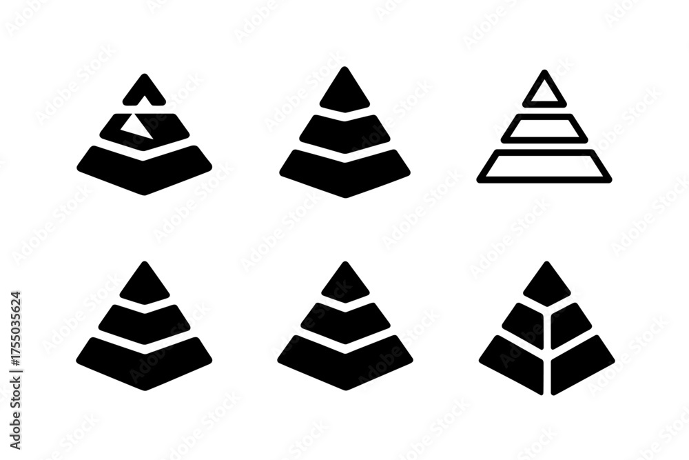 Wall mural dynamic volumes logos. dynamic volumes. set logo of dynamic volumes: pyramid stack. harmonious logo 