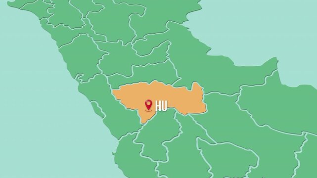 Mapa de Per&uacute; con divisi&oacute;n pol&iacute;tica resaltando el departamento de Jun&iacute;n y su capital Huancayo