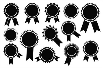 Collection of black silhouette award ribbons and medals
