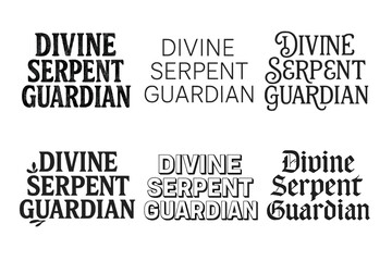 Obraz premium Serpent Guardian Lettering Grid. Divine Serpent Guardian. Set lettering. harmonious lettering variations of the same emblematic concept (Chalkboard textured