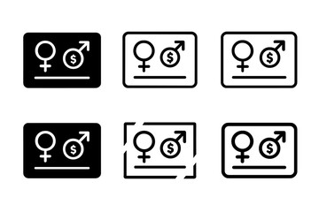 Equal Pay Logos. Workplace Equality and Pay Disparity. Set Logo of Workplace Equality and Pay Disparity: paycheck icon. harmonious logo variations of the same