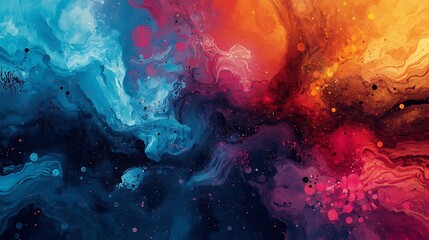Fototapeta premium Vibrant Abstract Cosmic Nebula Swirls of Color Exploding Across Space