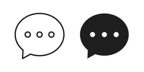 Chat icon in Line and Silhouette Icon Set. Isolated Vector Illustration.