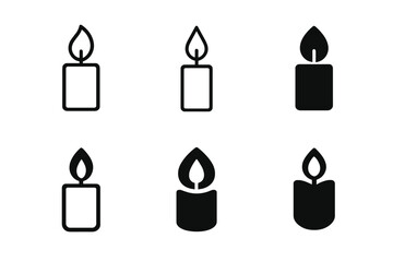 Candle Logo Variations. Creating personalized holiday greeting cards. Set Logo of Creating personalized holiday greeting cards: candle with flame. harmonious