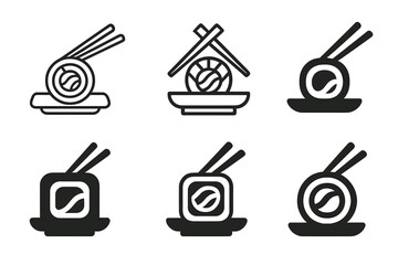 Fusion Sushi Logos. Food recipe creation and fusion cuisines. Set Logo of Food recipe creation and fusion cuisines: fusion sushi roll. harmonious