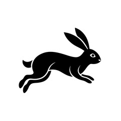 Obraz premium Silhouette of a rabbit jumping on transparent background
