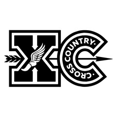 Track and Field Svg, Cross Country, CC, XC Vector logo illustration athlete silhouette clipart. Digital Download