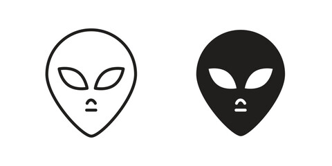 Alien icon in Line and Silhouette Icon Set. Isolated Vector Illustration.