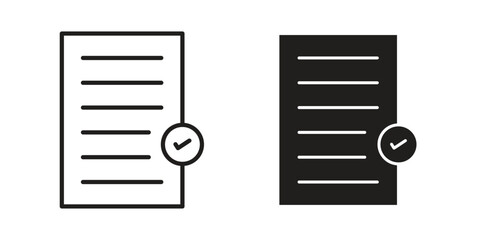 Accept document icon in Line and Silhouette Icon Set. Isolated Vector Illustration.