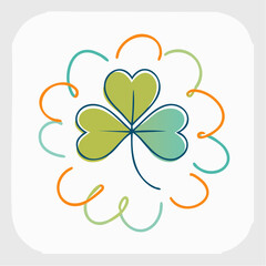 Fototapeta premium A colorful illustration of a shamrock with three leaves, surrounded by decorative swirls.
