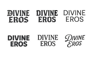 Obraz premium Harmony of Styles. Divine Eros. Set lettering. harmonious lettering variations of the same emblematic concept (Gothic-inspired decorative type, Retro vintage