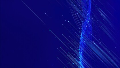 Abstract blue background with flowing lines and luminous points for technological theme