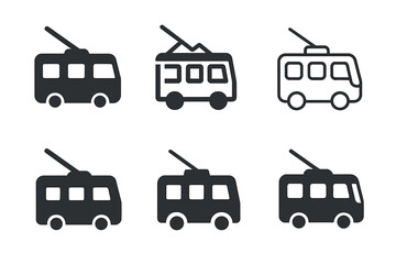 Trolleybus Logo Variations. Public Transport. Set Logo of Public Transport: trolleybus with overhead lines. harmonious logo variations of the same emblematic