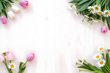 Fototapeta premium Magnificent Outstanding Rustic Spring Floral Wooden Background with Empty Center 36