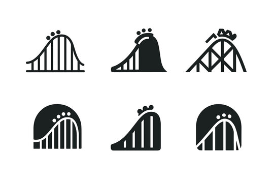 Theme Park Logos. Theme parks and amusement rides. Set Logo of Theme parks and amusement rides: roller coaster. harmonious logo variations of the