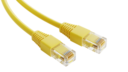 Professional yellow ethernet cables ready for fast and reliable network connections, ideal for technology, business, and communication projects, modern design