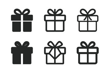 Gift Logo Variations. Gifts. Set Logo of Gifts: decorative bow on gift. harmonious logo variations of the same emblematic concept, each with different artistic