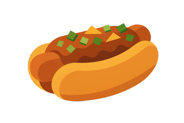 Delicious Chili Hot Dog with Green Onions, a Culinary Classic for Food Lovers