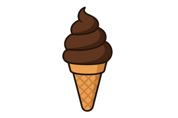 A Delicious Chocolate Soft Serve Ice Cream Cone on a White Background