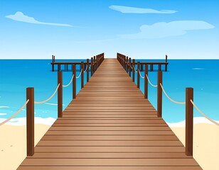 Obraz premium Wooden pier extends to ocean