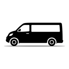 Minivan icon. Black silhouette. Side view. Vector simple flat graphic illustration. Isolated object on a white background.