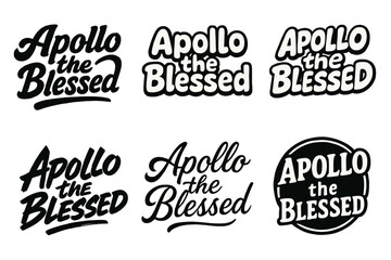 Fototapeta premium Apollo Emblem Lettering Grid. Apollo the Blessed. Set lettering. harmonious lettering variations of the same emblematic concept (Bold hand-lettering with