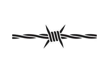 Vector barbed wire silhouette on white background