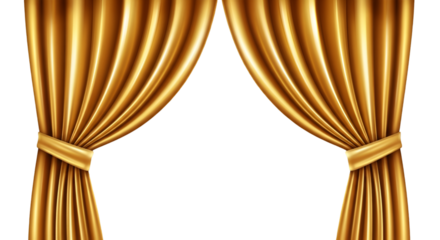 Luxurious Golden Stage Curtains with Black Background