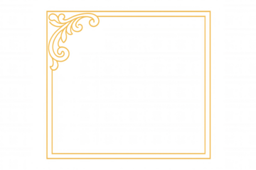 Elegant gold ornate square border with filigree scrollwork in corner, providing decorative frame element