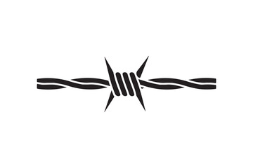 Barbed wire silhouette isolated on white background
