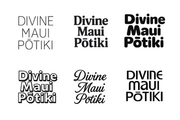 Obraz premium Maui Potiki Lettering Styles. Divine Maui Potiki. Set lettering. harmonious lettering variations of the same emblematic concept (Modern minimal monoline