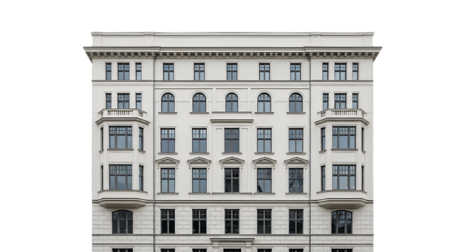 Elegant White Building Facade with Numerous Windows