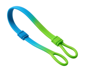 Vibrant silicone eyewear strap with adjustable loops for active styles.