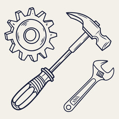 Vector art of hand drawn tools