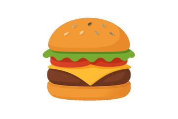Delicious Burger with Fresh Ingredients A Simple Illustration of a Classic Burger
