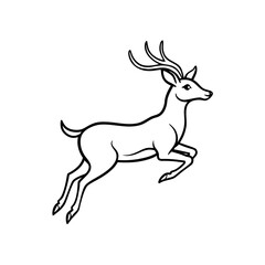 Leaping deer outline drawing on transparent background